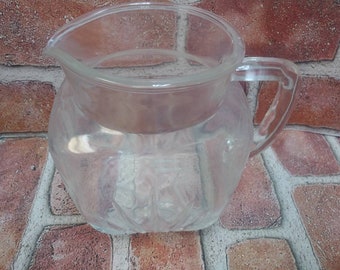 Vintage Mini STARBURST Pitcher Clear Federal Glass Tea Water Pitcher Quart Size No Chips