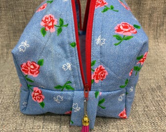 Large Fleece BOXY Ditty Bag Fabric Zipper Pouch Personal Make up  Accessories Ready-Made