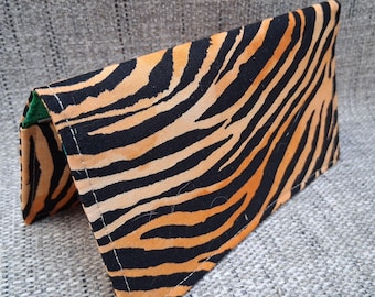 TIGER FABRIC Checkbook Cover Debit Card Registry Wallet Clutch Purse Fabric Billfold Coupon Keeper