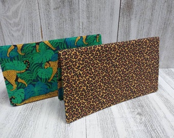 Leopard Print Cheetah Checkbook Cover Debit Purse Wallet Fabric