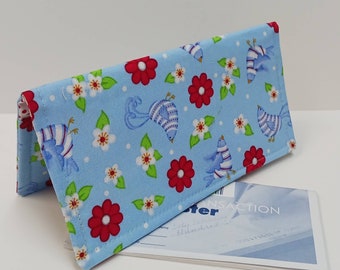 CHECK BOOK Cover and Registry Crazy Silly Birds Butterflies Document Coupon Organizer Purse Purple Fabric