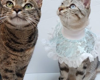 2 Cat Show Bibs Size Small One Lace One Cotton Quilt Batting Stretch Rib Slip Over Turtle Neck Collar