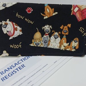 SÜSSE Hunde Stoff Scheckheft Cover Wallet Coupon-Halter Clutch Geldbörse Billfold USA Fertig Handgemacht
