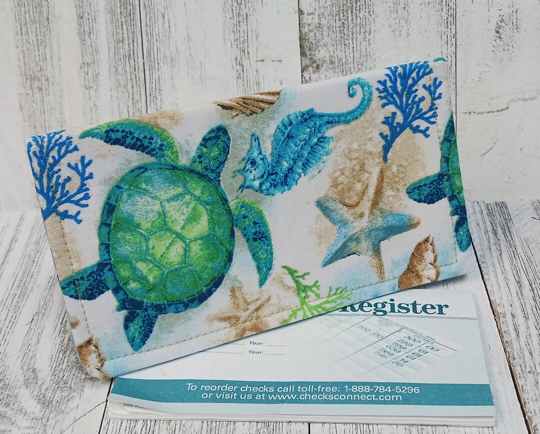 SEA TURTLE Fabric Checkbook Cover Debit Registry Wallet Holder Clutch