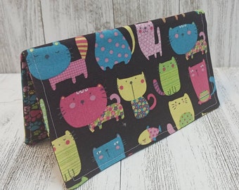 Cute CATS Checkbook Cover Coupon Holder Clutch Purse Billfold USA Ready-Made Hand Made