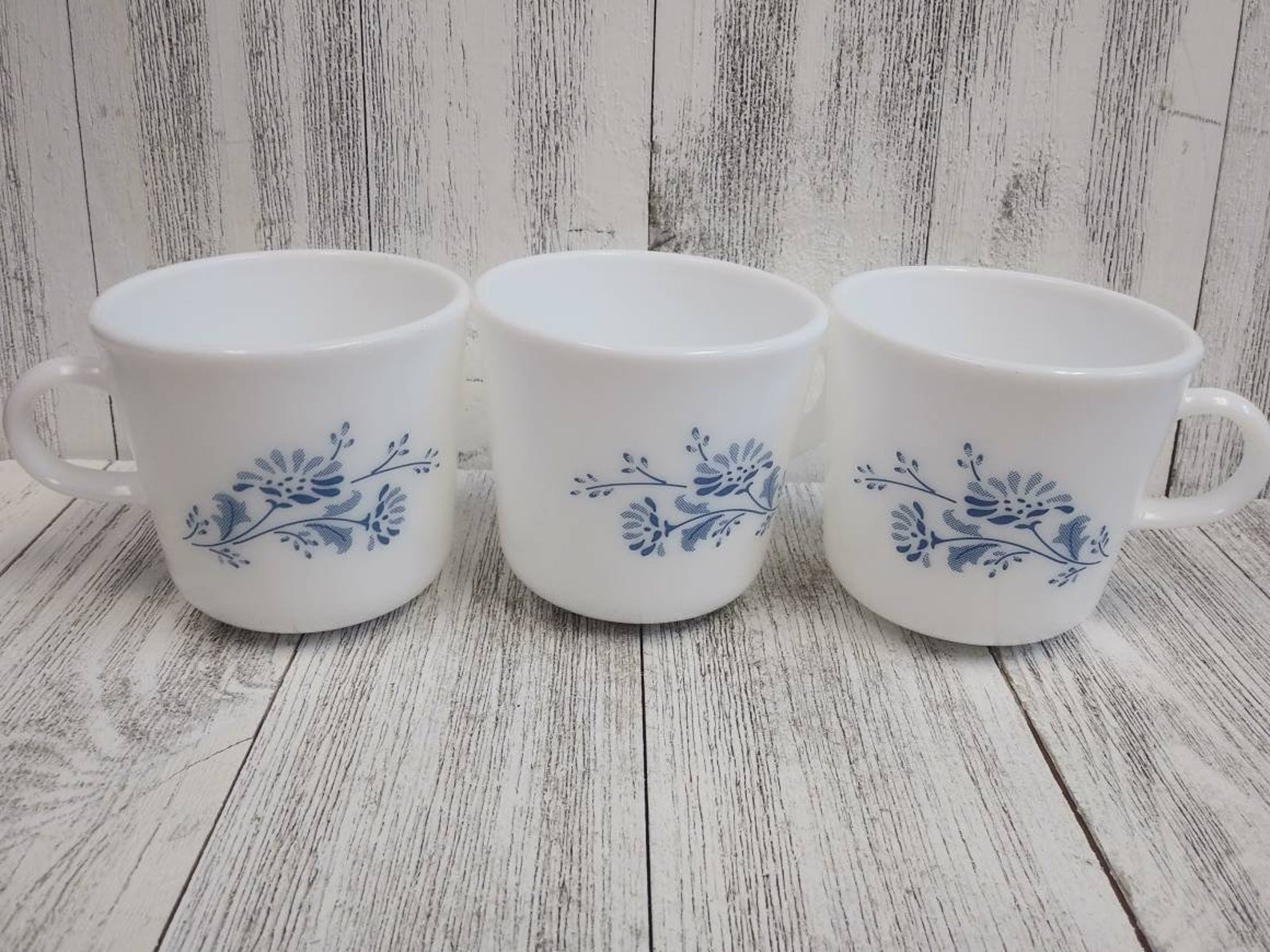 CORELLE Coffee Tea Cups Mugs Blue Floral Pattern Small CORNING Etsy