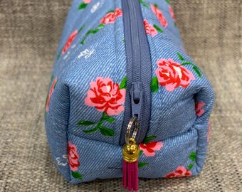 Small Foam BOXY Ditty Bag Fabric Zipper Pouch Personal Make up  Accessories Ready-Made