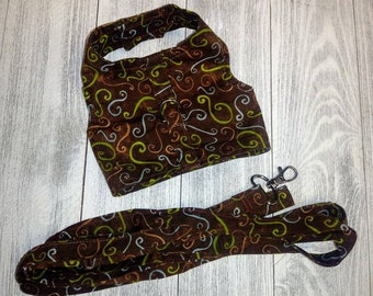 Fabric Dog Walking Vest Harness with D RING Brown with LEASH Size Small Ready-Made  Handmade USA