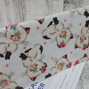 RETRO CATS Check Book Cover Transaction Registry Cotton Fabric Document Coupon Purse Accessory
