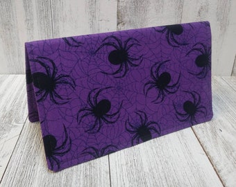 Fabric Check Book Cover SPIDERS Registry Wallet  Document Coupon Organizer Purse