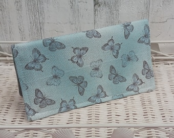 BUTTERFLIES Registry Checkbook TEAL Metallic Gold Sparkles Cover Debit Card Wallet Money Holder Clutch Purse Billfold Coupon Keeper