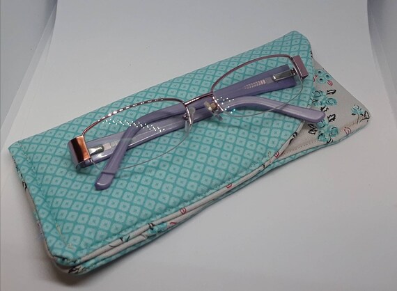 Fabric Eye Glass Case Quilted Lining for Small Lens Frames Readers Reading  Glassez