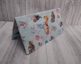 Fabric Check Book Cover Registry Wallet KITTIES Cats Document Coupon Organizer Purse