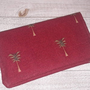 WALLET Coupon Holder Tissu Brodé Palmiers Pochette Sac à Main Billfold USA Ready-Made