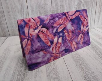 Fabric Check Book Cover Registry Wallet Dragon Flies Document Coupon Organizer Purse