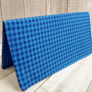 Cartera unisex con portacupones, Cartera de mano, Billetero listo para usar, CUADROS DE CUADRO AZUL