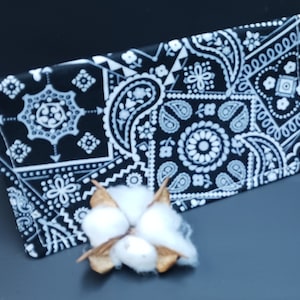 Capa de talão de cheques bandana preta, registro de cartão de débito, carteira, bolsa de mão, porta-notas, porta-cupons