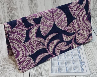 Fabric CheckBook Cover Registry Wallet Document Coupon Organizer Purse Lavender Print