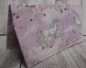 CHECKBOOK Cover Unicorns Fabric WALLET Coupon Holder Clutch Purse Billfold USA Ready Made Hand Made