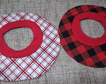 2 Cat Show Bibs Cotton Prints Stretch Rib Slip Over Turtle Neck Collar Extr aLARGE