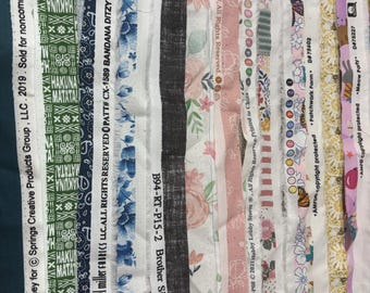 Fabric SELVAGES Scrap Pieces Random Various Cuts Brands Lengths Sizes Colors Prints