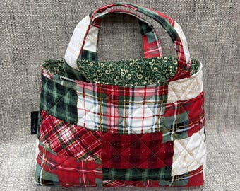 QUILTED Patchwork Fabric Tote Bible Book Anything Gift Bag Purse USA Handmade by
