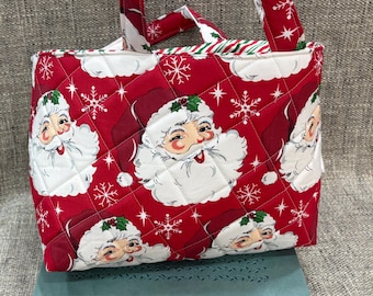QUILTED Foam Fabric Tote Bible Book Santa Gift Bag Anything Purse USA Handmade by