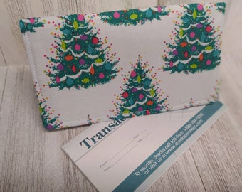 Lighted CHRISTMAS Trees  Wallet Coupon Checkbook Cover Holder Clutch Purse Billfold USA