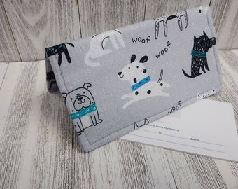 Cute DOGS Fabric CHECKBOOK Cover Wallet Coupon Holder Clutch Purse Billfold USA Ready Made Hand Made
