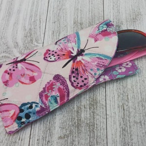 Fabric EYE GLASS Case Quilted Lining for Small Lens Frames Readers Reading Glasses