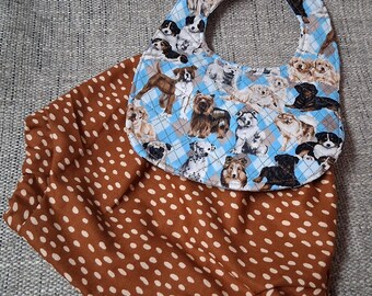 Newborn Baby Bib Quilted Snap Diaper Cover Dog Ready Made Set