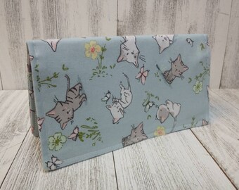 Fabric Check Book Cover Cute KITTENS Registry Wallet  Document Coupon Organizer Purse