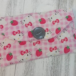 Cartera de mano Monedero Billetero Cierre magnético a presión Gatitos rosas Gatos EE. UU. Hecho a mano y confeccionado