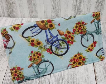 Fabric CheckBook Cover Registry Wallet Document Coupon Organizer Purse Bicycle Daisy's