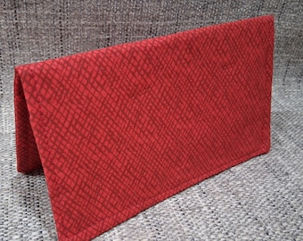 RED Check Book Cover Transaction Registry Cotton Fabric Document Coupon Purse Accessory