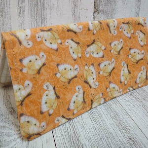 Peachy Butterflies Checkbook Cover Transaction Registry Cotton Fabric Print Document Coupon Organizer Purse Accessory