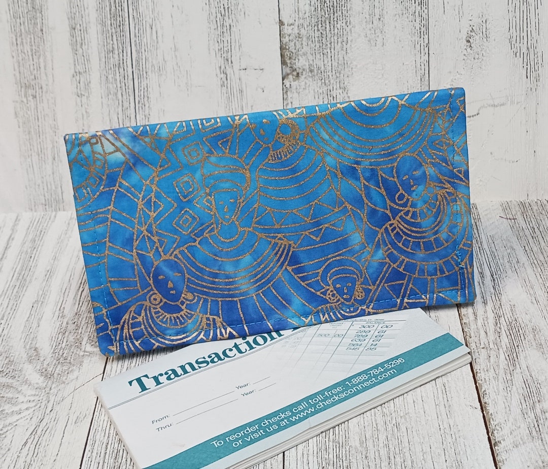 BLUE Gold Batik Checkbook Cover Debit Registry Wallet Holder Clutch ...