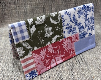 PATCHWORK Fabric Checkbook Cover Debit Registery Card Holder Wallet Clutch Purse