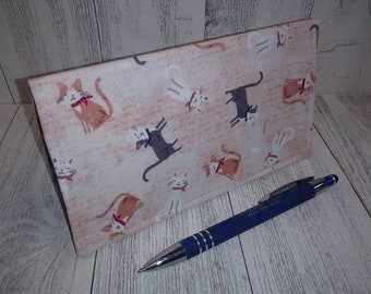 CATS Checkbook Cover Fabric Wallet Holder Debit Registry Clutch Purse Billfold Coupon Keeper