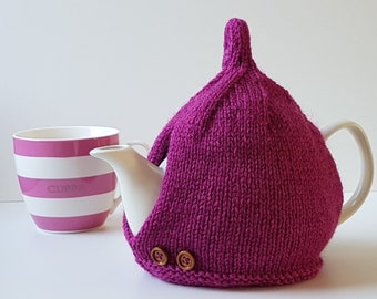 Tea Cosy in Raspberry Pink Aran Wool