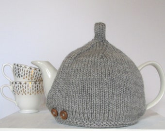 Tea Cosy in Grey Aran Wool