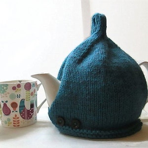 Tea Cosy in Dark Teal Green Aran Wool