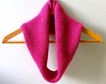 Cowl Infinity Scarf in Cerise Pink Alpaca Wool