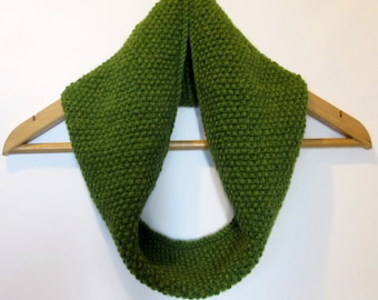 Cowl Infinity Scarf in Olive Green Alpaca Wool