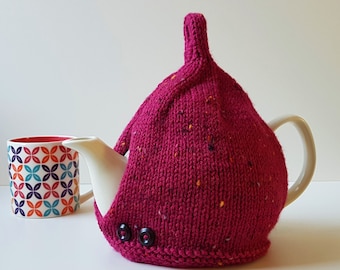 Tea Cosy in Heather Pink Tweed Aran Wool