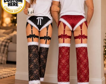 Funny Christmas Pajama Pants, Men/Women Fake Underwear Pajama Pant, Holiday Lounge Pants Gag Gift, Matching Couple Pajamas Pants, Adults PJs