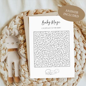 Baby Shower Maze Game: Minimalist Printable, Gender Reveal (Canva PDF Download