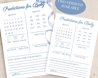 Babyparty Kartenvorhersage: Minimalistisches Baby Jungen Spiel (Digitaler Download, PDF/JPEG/Canva bearbeitet)