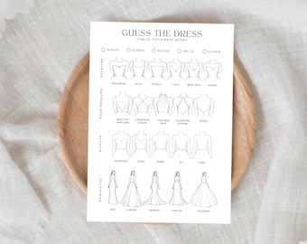 Guess the Dress Bridal Shower Game Printable Fun Wedding Dress Sketch Game for Bridal Shower Guests Hen Party Printable Games