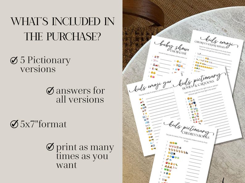 Baby Shower Emoji Pictionary Bundle Emoji Baby Shower Game Printable ...